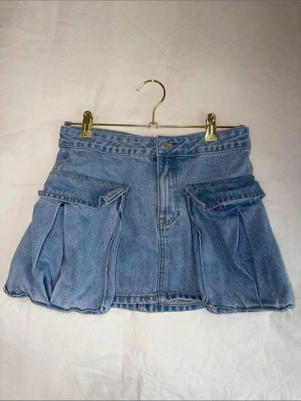Meshki Light Blue Denim Mini Skirt